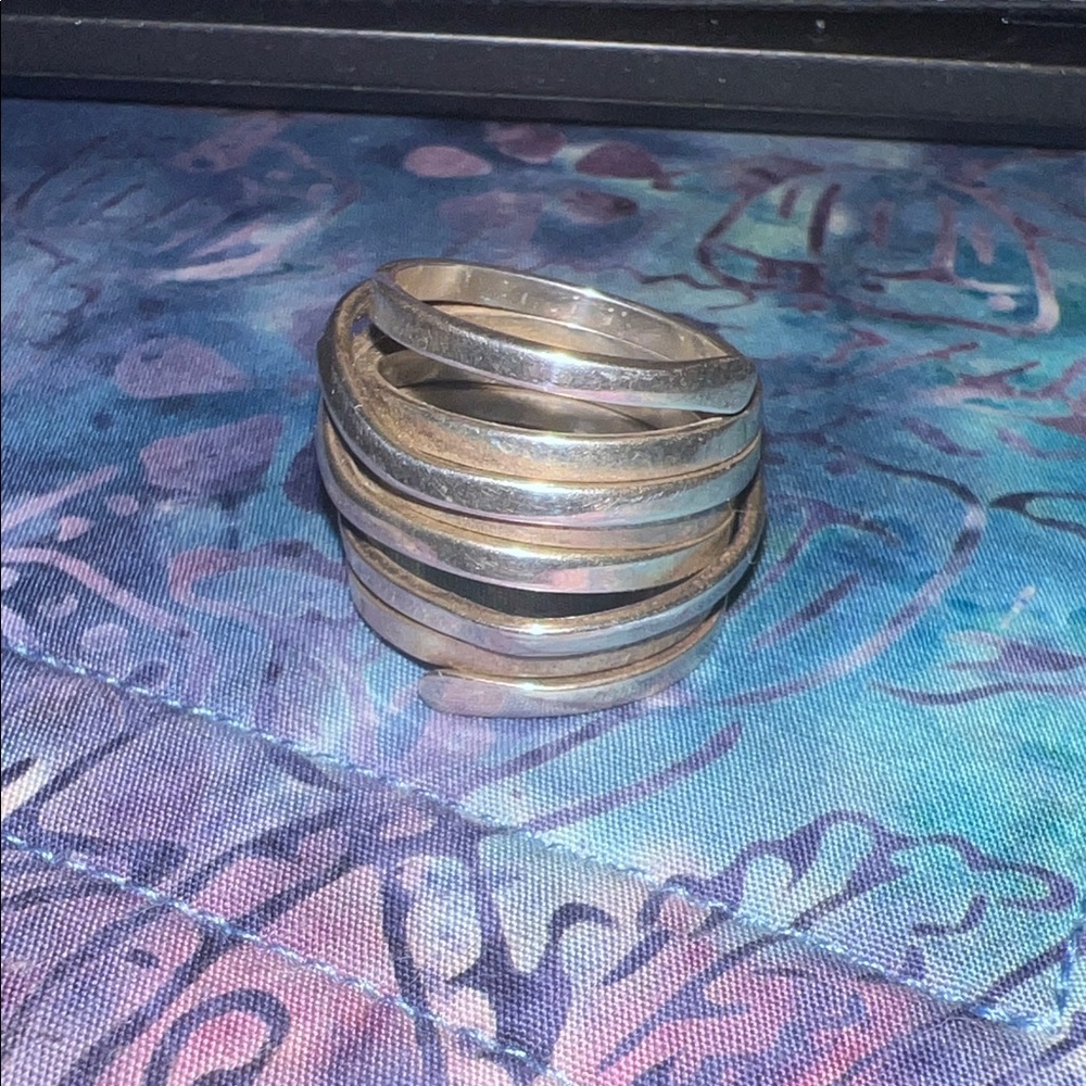 Sterling Silver Stacked Layered Ring Size 8